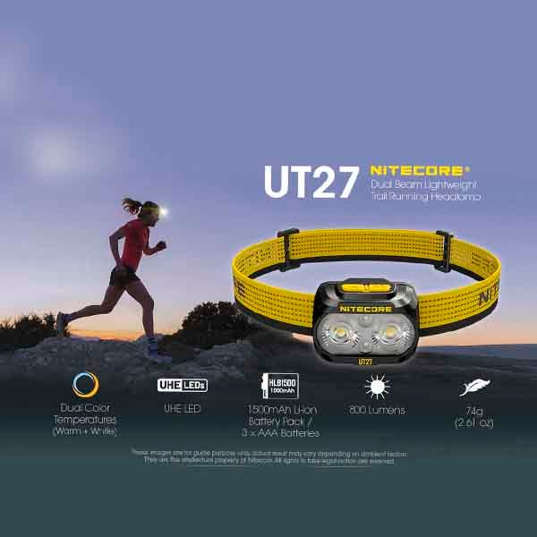 LINTERNA DE CABEZA RECARGABLE 800 LUM C/ BATERÍA HLB-1500 UT27 PRO